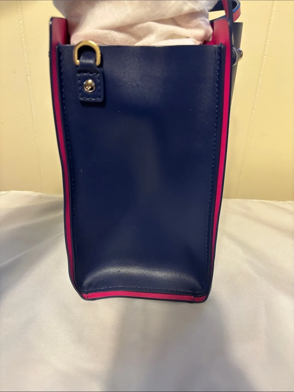 EUC Kate Spade Arbour Hill Small Elodie Leather Satchel Tote Navy Fuchsia